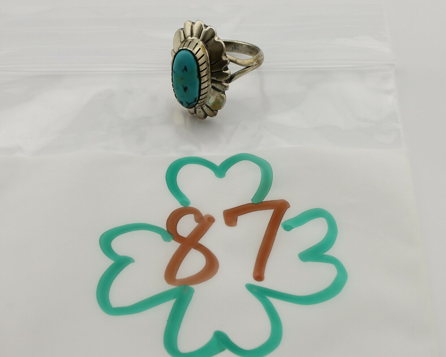 Navajo Ring .925 Silver Arizona Turquoise Signed M Montoya C.80's