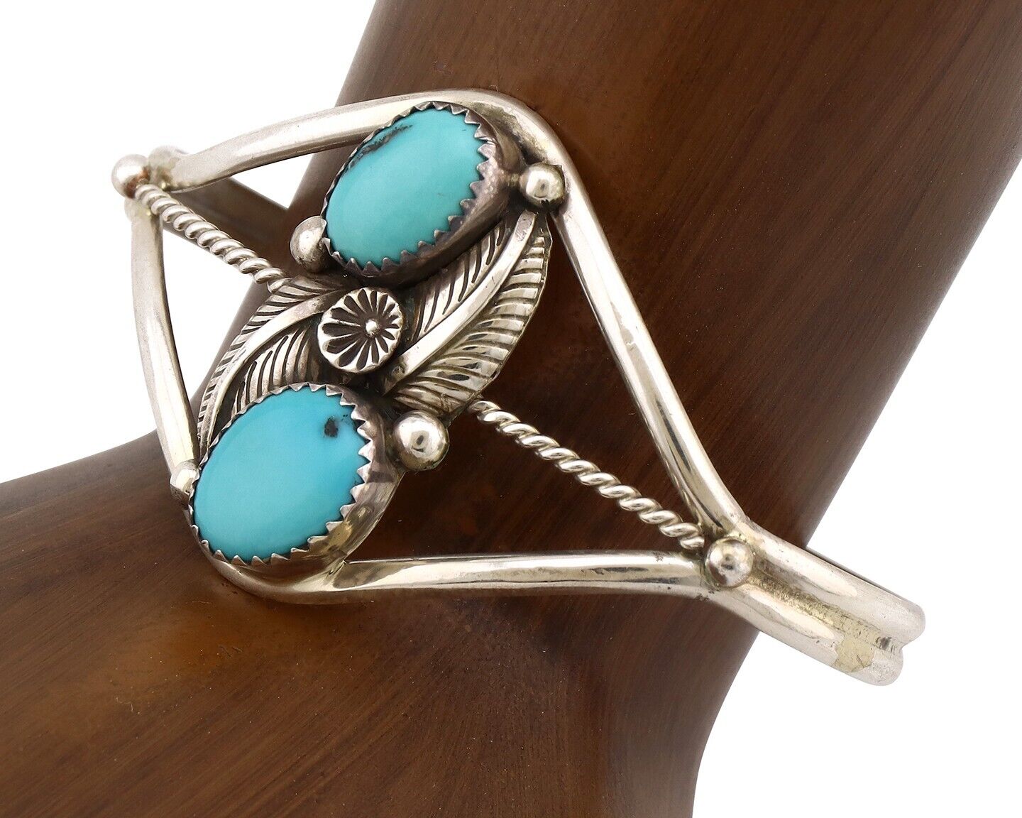 Navajo Bracelet 925 Silver Blue Turquoise Native American Artist Sgined Paul J