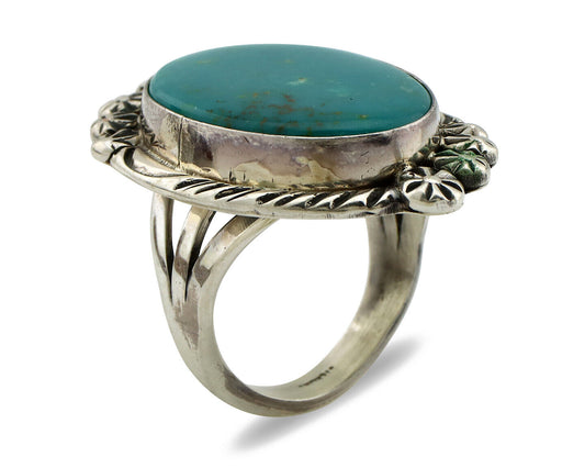 Navajo Ring 925 Silver Turquoise Mountain Artist Signed M Begay C.80's