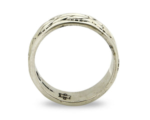 Navajo Ring .925 Silver Handmade Hand Stamped 3 Row Rope Band C.1980's Size 11
