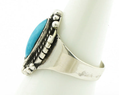 Navajo Ring .925 Silver Blue Turquoise Native American Artist C.80's