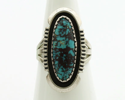 Navajo Ring .925 Silver Spiderweb Turquoise Artist Signed B C.1980's