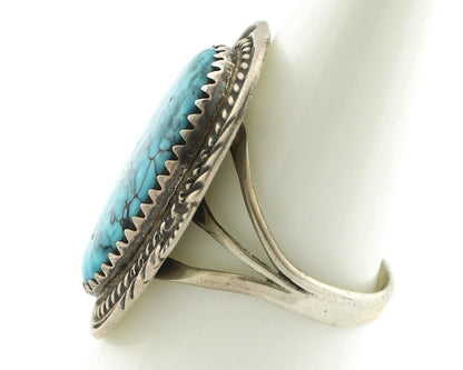 Navajo Ring .925 Silver Turquoise Artist Signed TALHAT C.80's