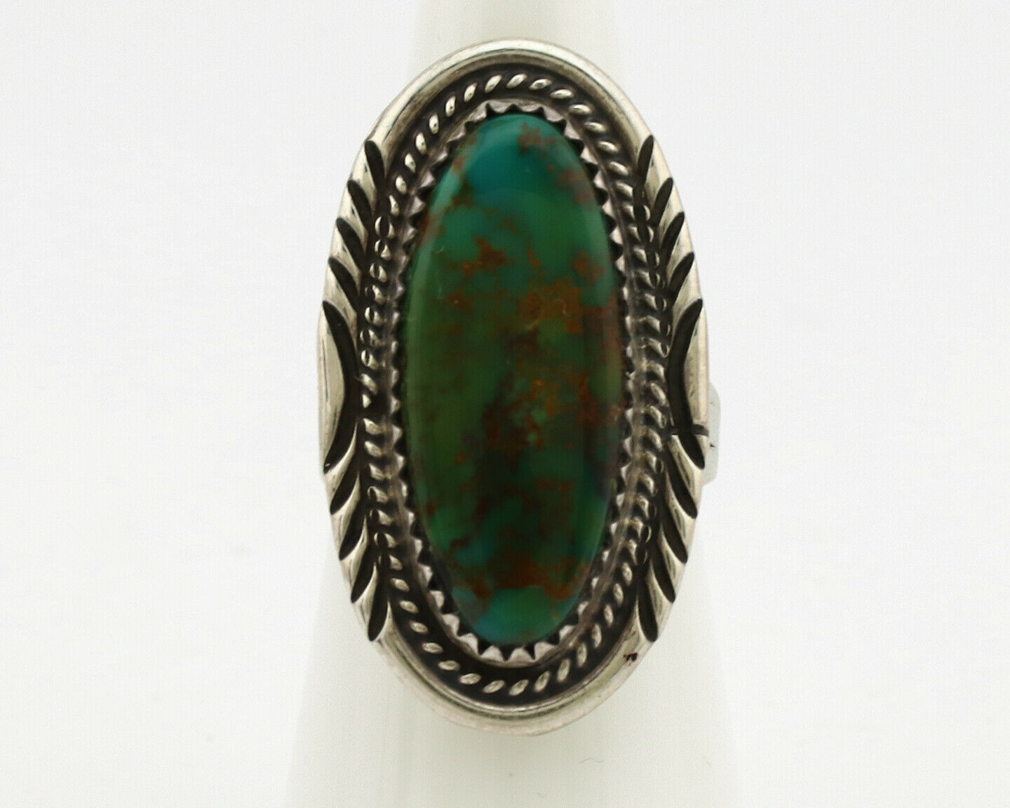 Navajo Ring .925 Silver Nevada Turquoise Artist Signed M Begay C.1980's