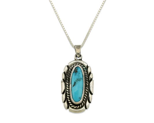 Navajo Necklace .925 Silver Sleeping Beauty Turquoise Signed M Montoya C.80's