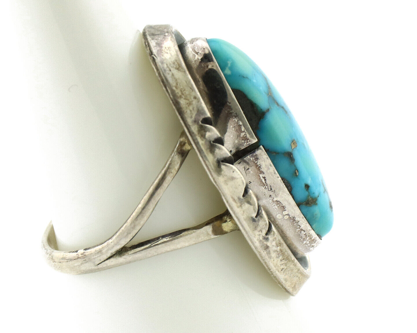 Navajo Ring 925 Silver Blue Turquoise Artist Signed HC C.80's