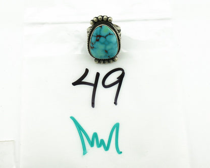 Navajo Ring 925 Silver Natural Blue Gem Turquoise Aritst Signed PJ BEGAY C.80's