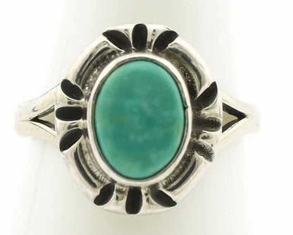 Navajo Ring .925 Silver Kingman Turquoise Artist Signed Gecko C.90's