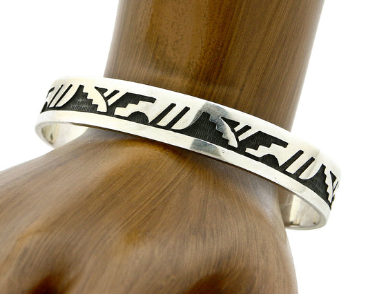 Navajo Bracelet .925 SOLID Silver Native American Artist Overlay Style C.90's