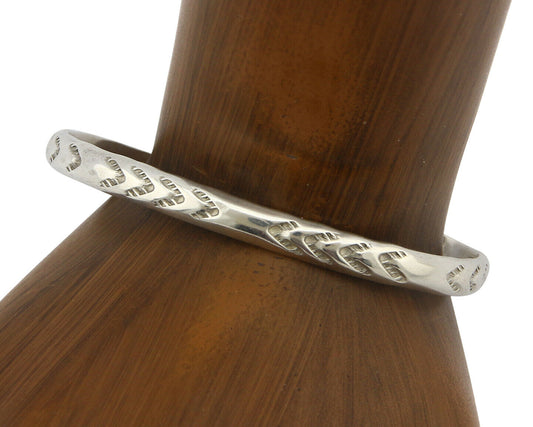 Navajo Bracelet .925 Silver Hand Stamped Arrow Head Artist Montoya C.80's