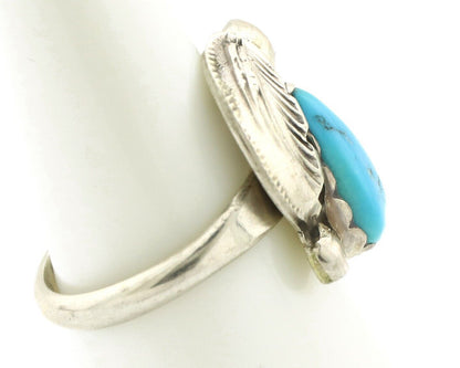 Zuni Ring 925 Silver Natural Mined Blue Turquoise Artist Signed Simplicio C.80's