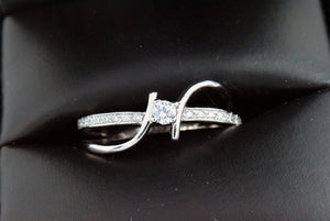 Diamond Wedding Solitaire w/ Accents Ring .25 ct Round Cut Solid 14k White Gold