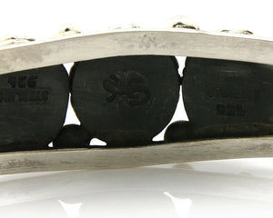 Navajo Bracelet .925 Silver Turquoise Mountain Signed Calvin Peterson C.80's
