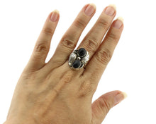 Navajo Ring 925 Silver Natural Mined Onyx Artist Signed T Thomas C.80's