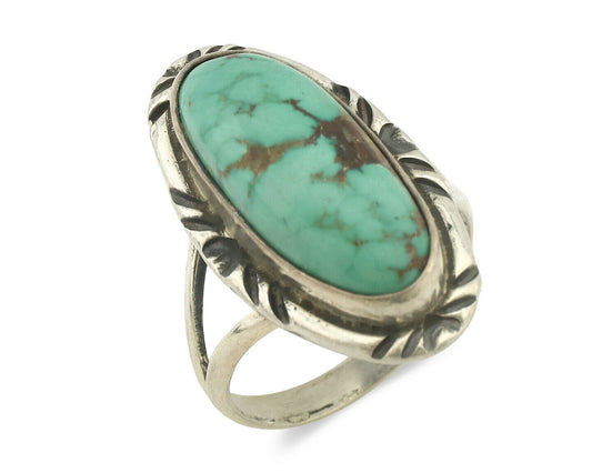 Navajo Ring .925 Silver Natural Turquoise Artist Signed Native American C.80's