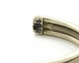 Navajo Bracelet .925 Silver Handmade Hand Stamped Signed Artist TAHE Circa 1980s