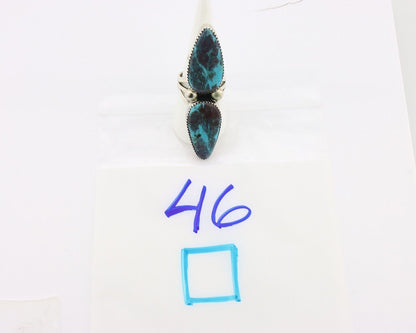 Navajo Ring 925 Silver Black & Blue Turquoise Artist Signed LTB C.80's