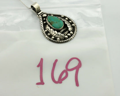 Navajo Necklace .925 Silver Kingman Turquoise Signed Tepee C.1980's