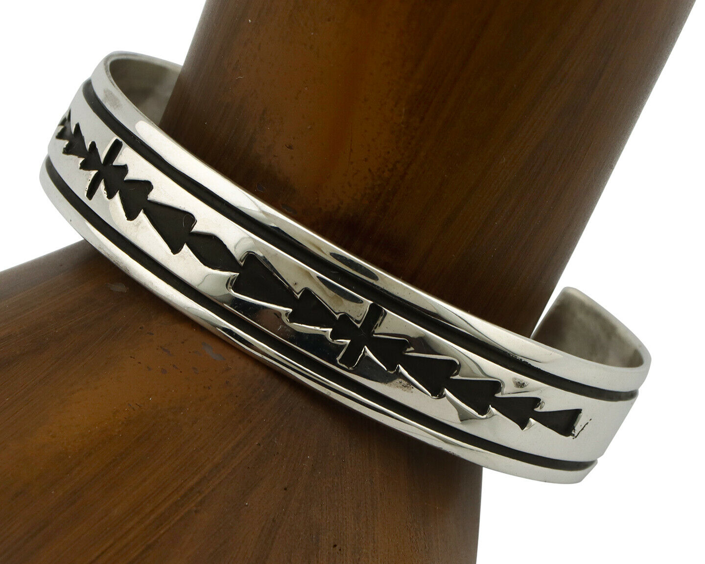 Navajo Bracelet .925 Silver Handmade Overlay Style Signed Tommy Billy Cuff C80s