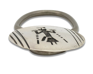Navajo Kokopelli Key Chain .925 Silver Handmade Overlay Signed Thomas Singer C80
