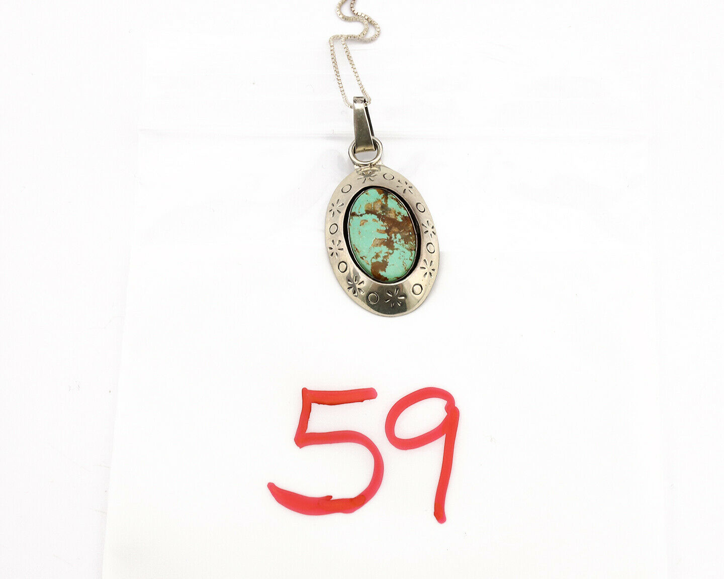 Navajo Necklace .925 Silver Kingman Turquoise Native American C.1980's