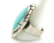 Men's Navajo Ring 925 Silver Blue Turquoise Artist Signed C Montoya C.80's
