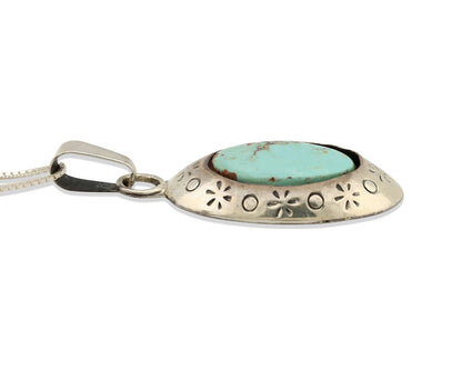 Navajo Necklace .925 Silver Kingman Turquoise Native American C.1980's