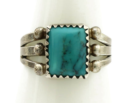 Navajo Ring .925 Silver Kingman Turquoise Native American Artist C.1980's