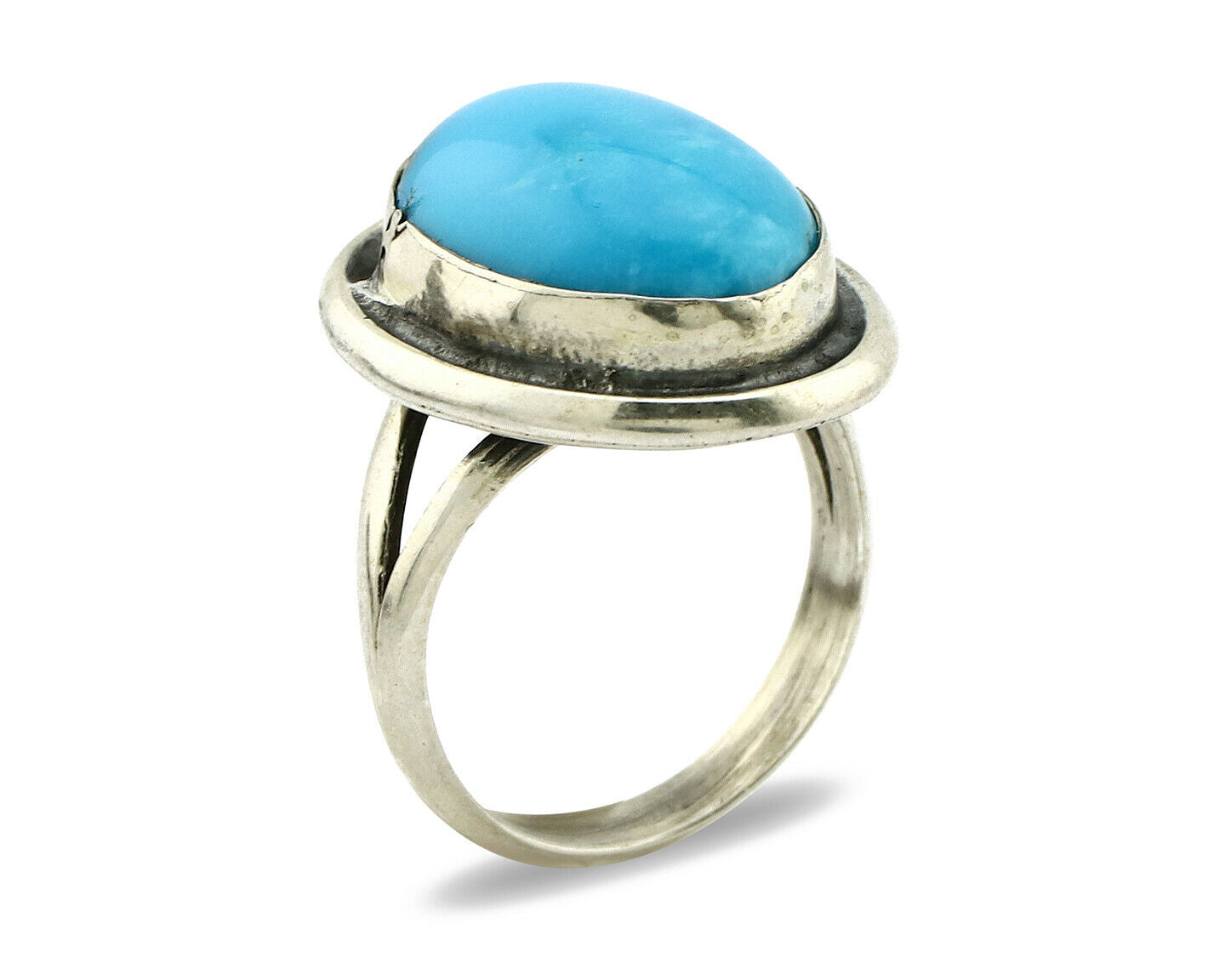 Navajo Ring .925 Silver Blue Turquoise Handmade Native American Artist C80s