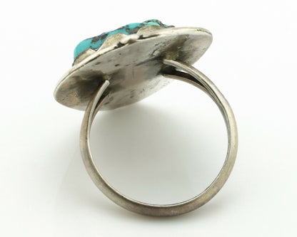 Navajo Ring .925 Silver Blue Turquoise Native American Artist C.80's