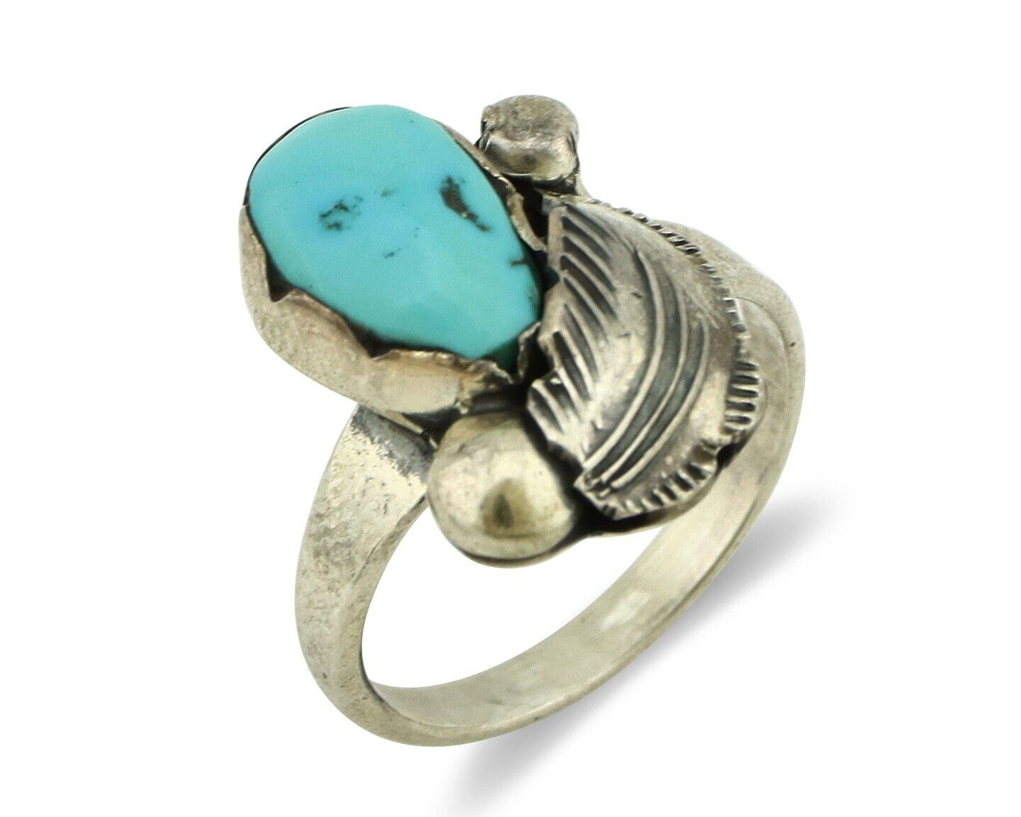 Zuni Ring 925 Silver Natural Blue Turquoise Artist Signed Simplicio C.80's