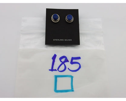 Navajo Earrings 925 Silver Natural Mined Lapis Native American Artist C80s