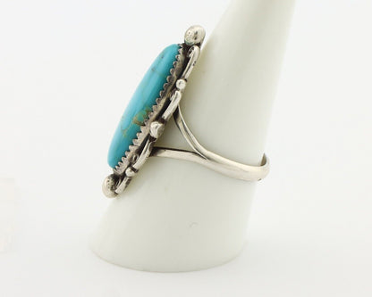 Navajo Ring .925 Silver Blue Gem Turquoise Artist Signed Billy Eagle C.80's