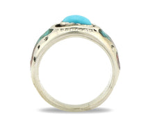 Navajo Handmade Ring 925 Silver Blue Turquoise & Coral Native American C.80's