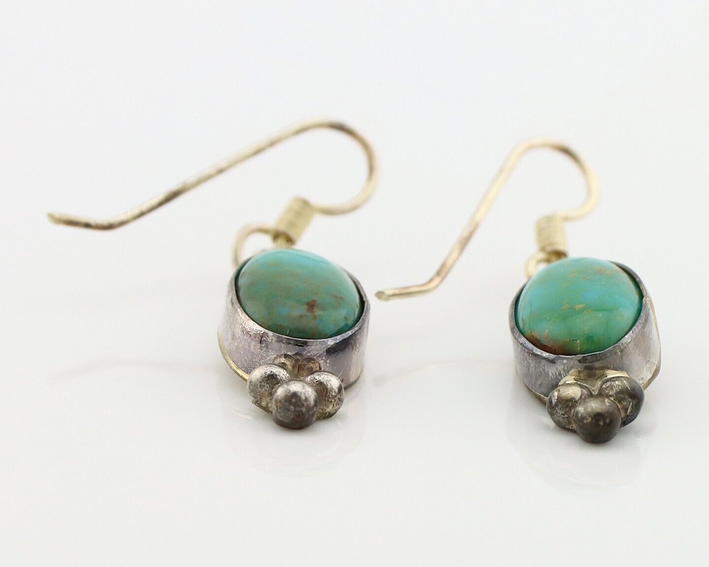 Navajo Earrings 925 Silver Blue Gem Turquoise Native American Artist C.80's