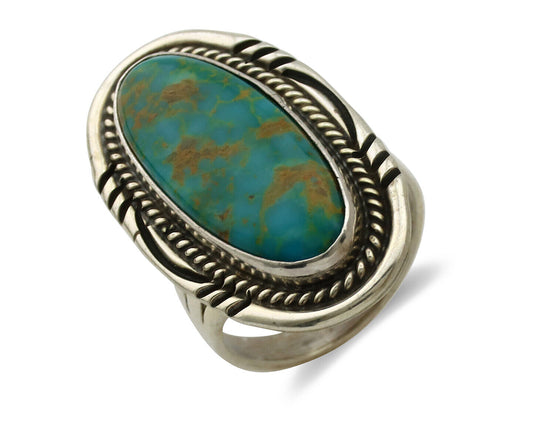 Navajo Ring 925 Silver Natural Blue Turquoise Signed M Begay C.80's