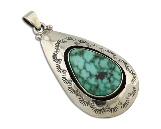 Navajo Pendant 925 Silver Spiderweb Turquoise Artist Signed C Montoya C.80's