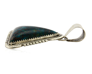 Navajo Pendant .925 Silver Diamond Turquoise Signed Artist A C.80's