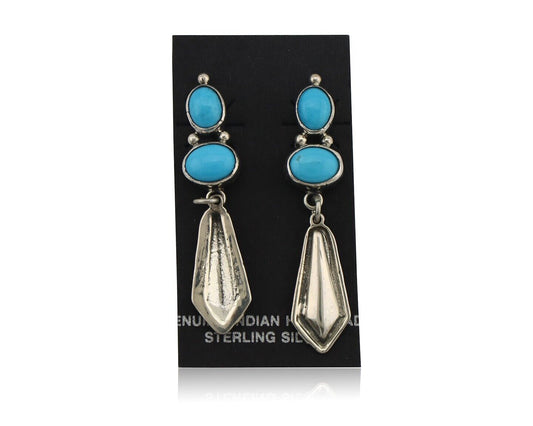 Navajo Earrings 925 Silver Natural Blue Turquoise Native American Earrings C80's