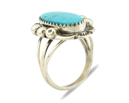 Navajo Ring .925 Silver Kingman Turquoise Artist Signed A C.1980's