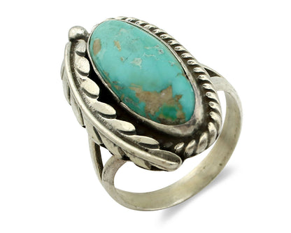 Navajo Ring .925 Silver Morenci Turquoise Signed Artist Apache C.80's