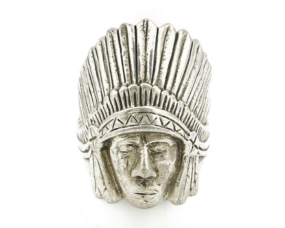 Navajo Indian War Chief Artist IT Ring .925 SOLID Sterling Silver C.80's Size 11