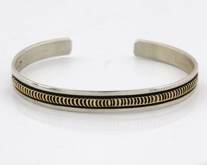 Navajo Bracelet .925 SOLID Silver & 12K Gold Filled Signed E Cuff C.80's