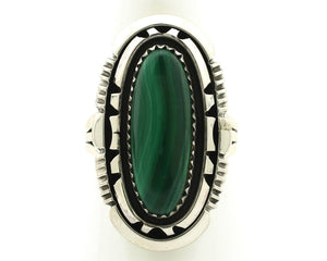 Navajo Ring 925 Silver Natural Malachite Artist Signed William Denetdale C.80's