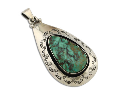 Navajo Pendant 925 Silver Spiderweb Turquoise Artist Signed C Montoya C.80's