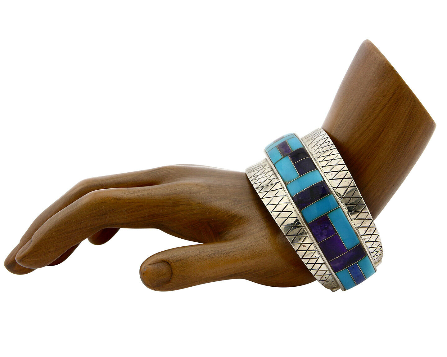 Navajo Bracelet .925 Silver Lapis Amethyst Turquoise C.80's
