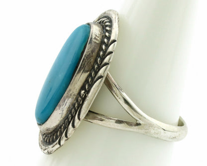 Navajo Ring .925 Silver Blue Turquoise Artist Signed Begay C.1980's