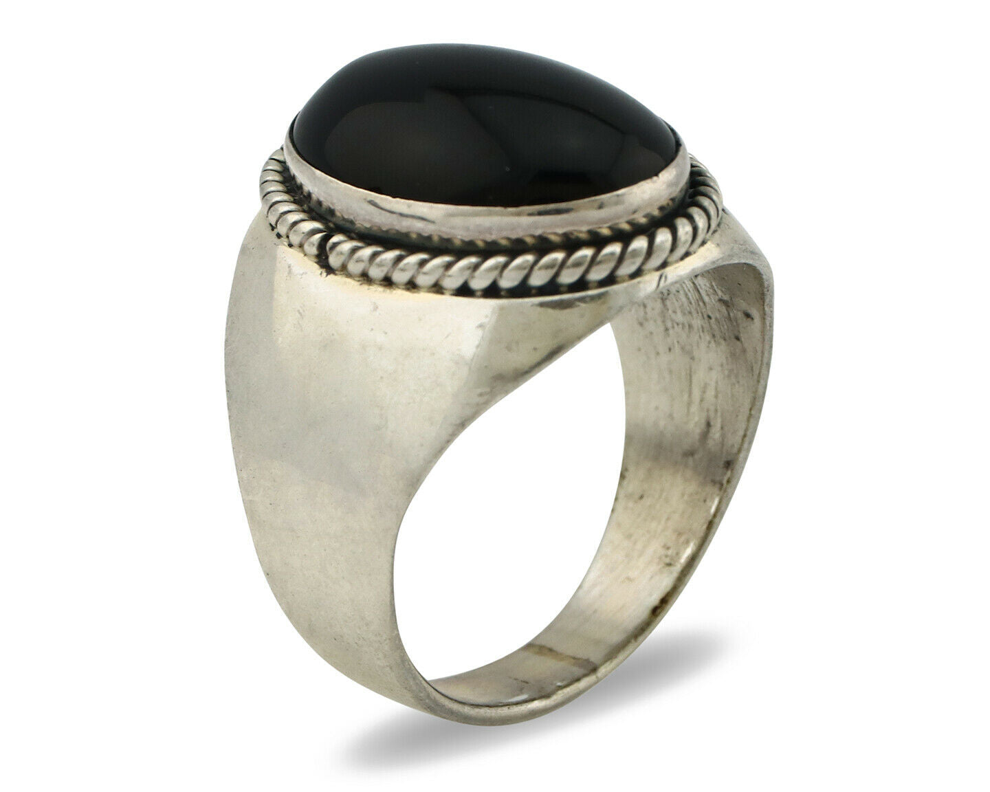 Navajo Ring .925 Silver Black Onyx Native American Artist C.80's