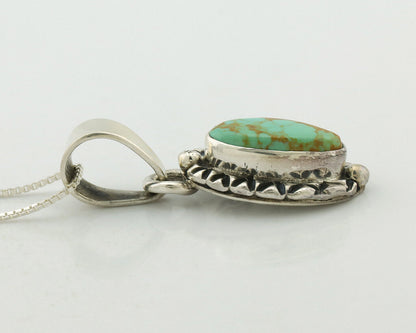 Navajo Necklace .925 Silver Arizona Turquoise Signed Gecko C.1980's