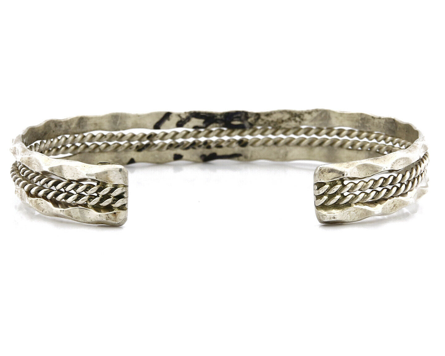 Women's Navajo Bracelet .925 Silver Hand Stamped Signed TAHE C.1980's